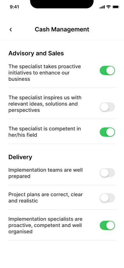 Question examples for new feedback session. BuyingTeams business app.