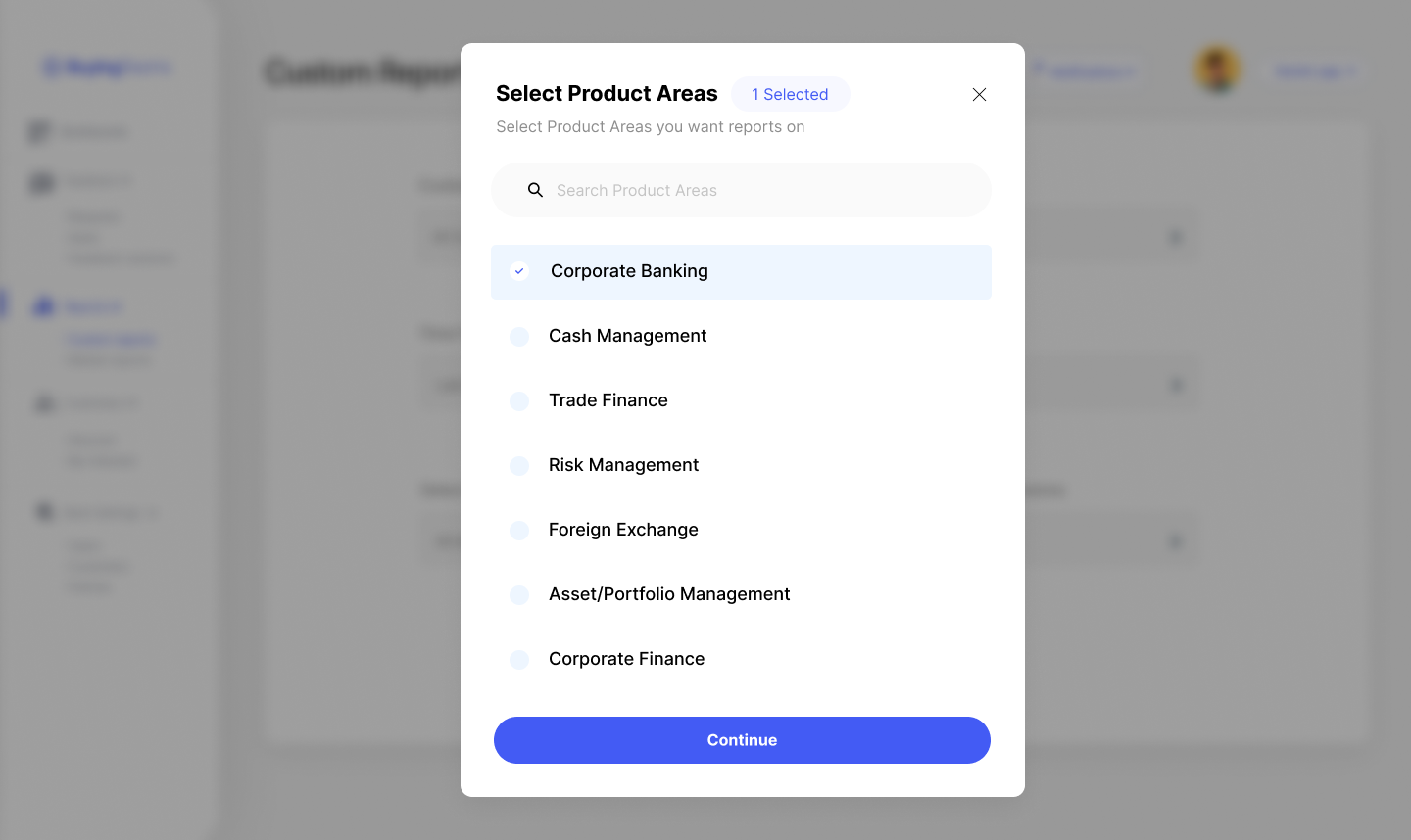 Select product areas Reports menu BuyingTeams