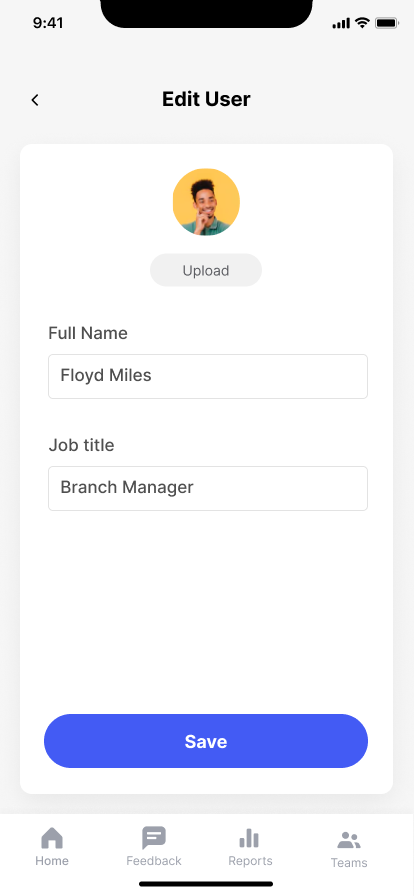 Edit user menu in BuyingTeams business app. How to change user settings.