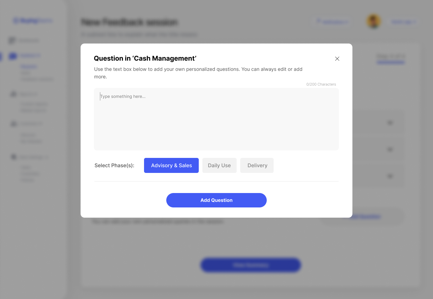 BuyingTeams bank web-platform create feedback session