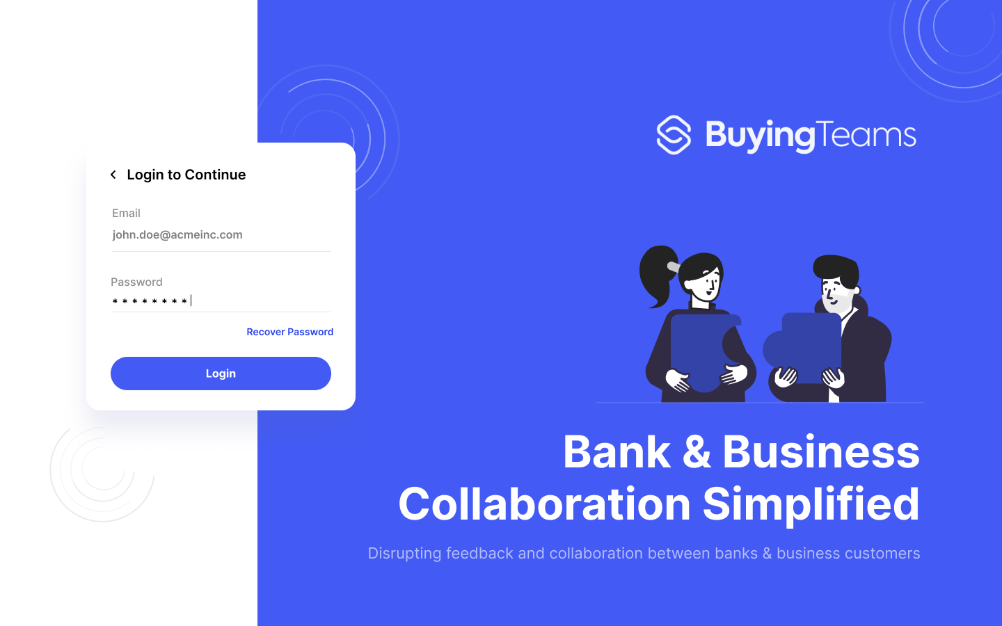 BuyingTeams bank platform login page